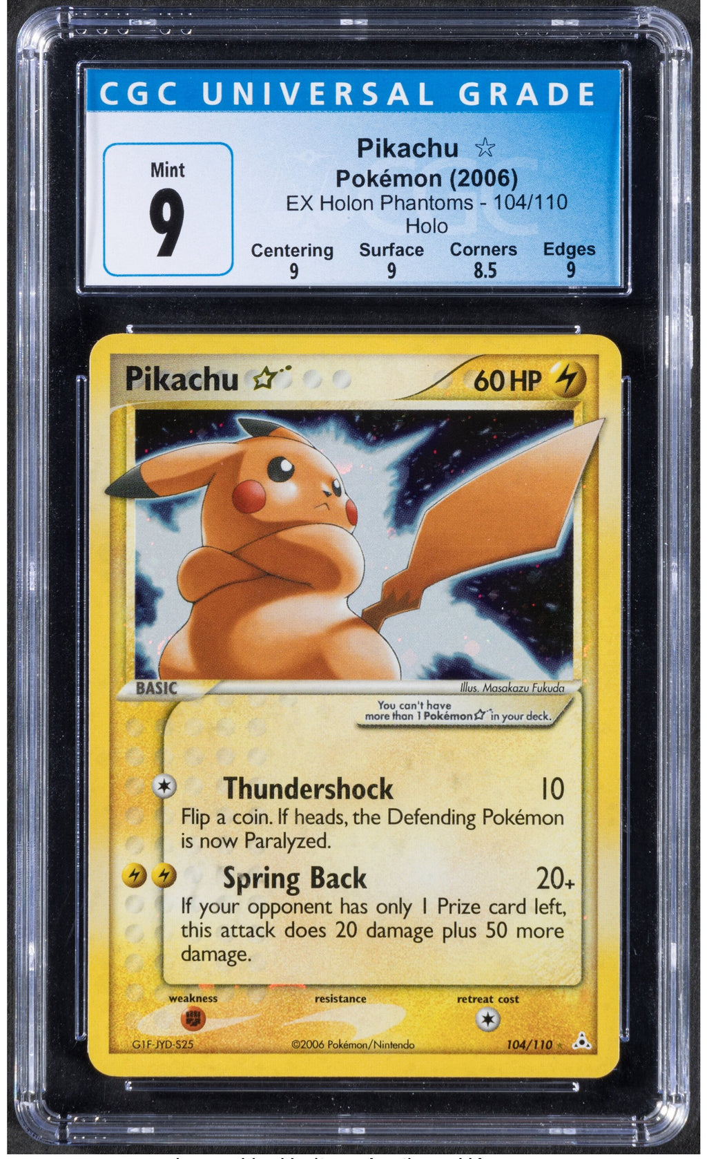 2006 Pikachu Pokemon EX Holon Phantoms 104/110 Holo CGC 9