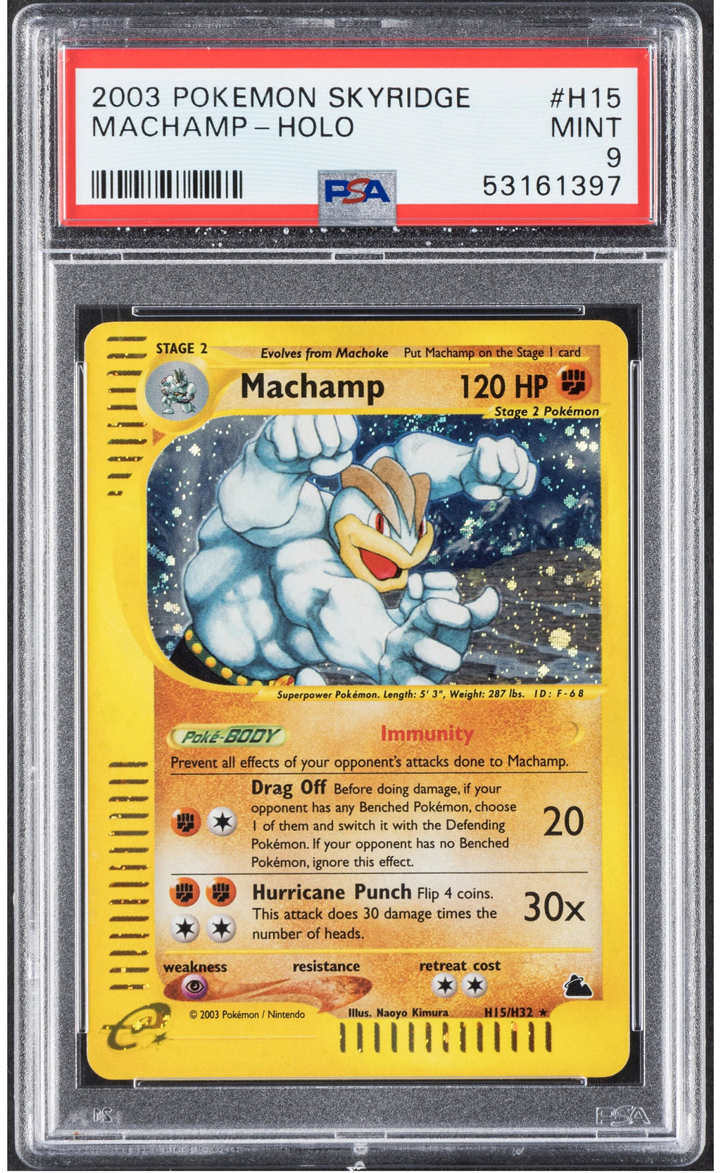 2003 Pokemon Skyridge Machamp Holo H15 PSA 9 MINT 9