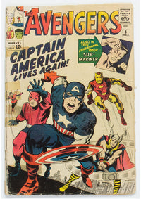 1964 Avengers 4 LOWER GRADE - 1ST APPEARANCE OF CAPTAIN AMERICA IN SA