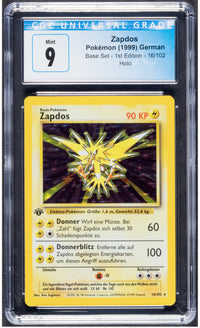 1999 Zapdos Pokemon German Base Set 1st Edition Holo 16/102 CGC 9