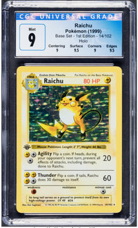 1999 Raichu Pokemon Base Set 1st Edition Holo 14/102 CGC 9