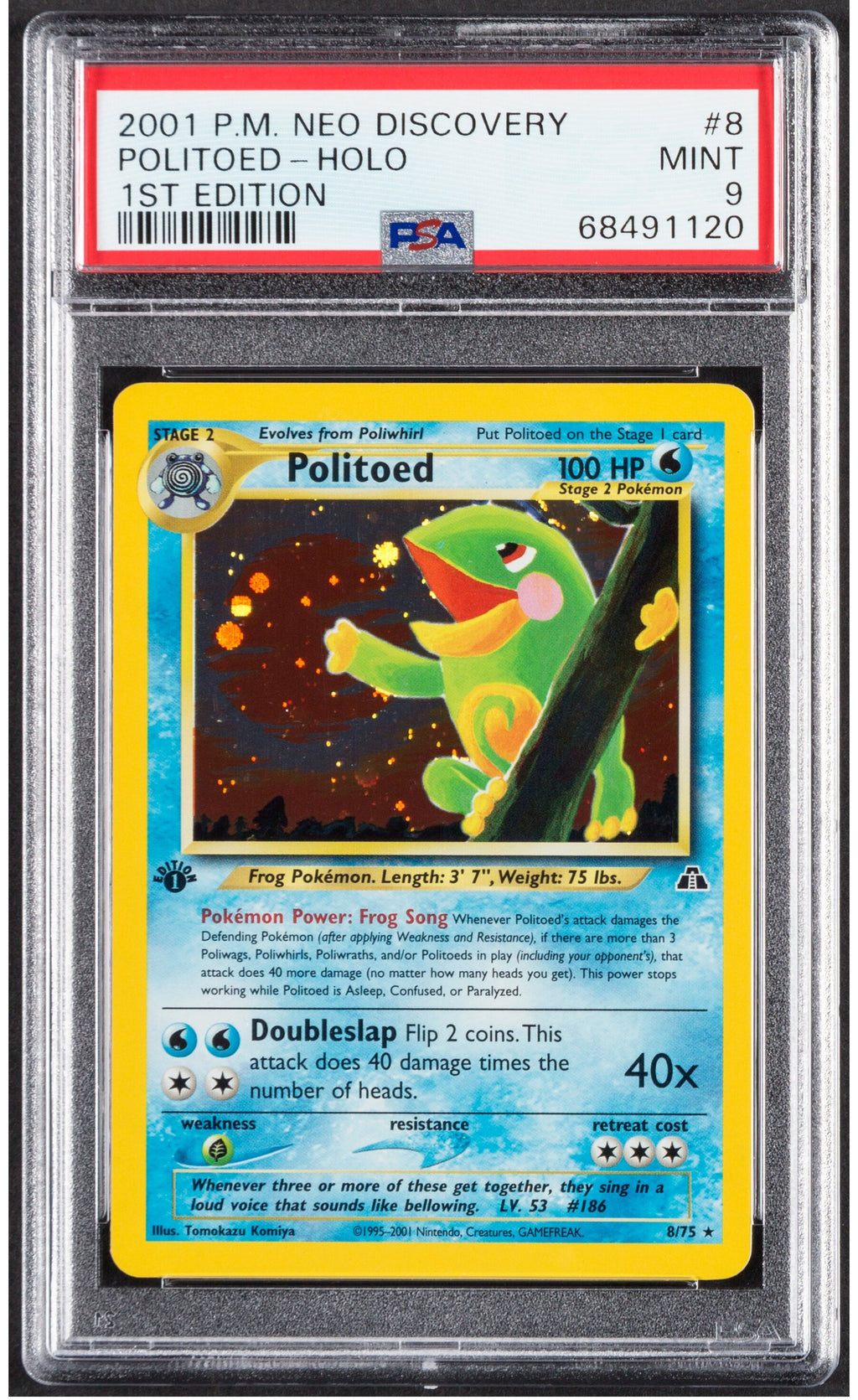 2001 P.M. Neo Discovery Politoed Holo  1st Edition PSA 9