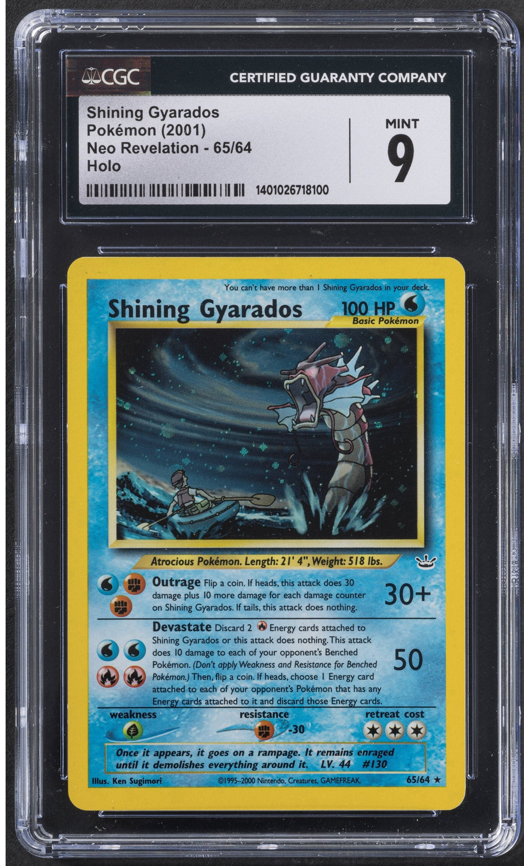 2001 Pokemon Unlimited Shining Gyarados 65/64 NEO REVELATIONS Holo CGC 9