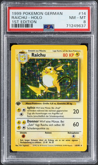 1999 Pokemon Raichu 14 German 1st Edition Base Set PSA 8