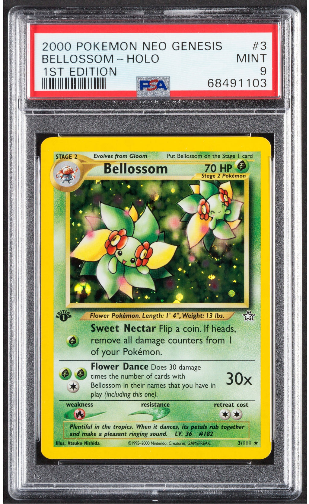 2000 Pokemon Neo Genesis Bellossom Holo (1st Edition) 3 PSA 9