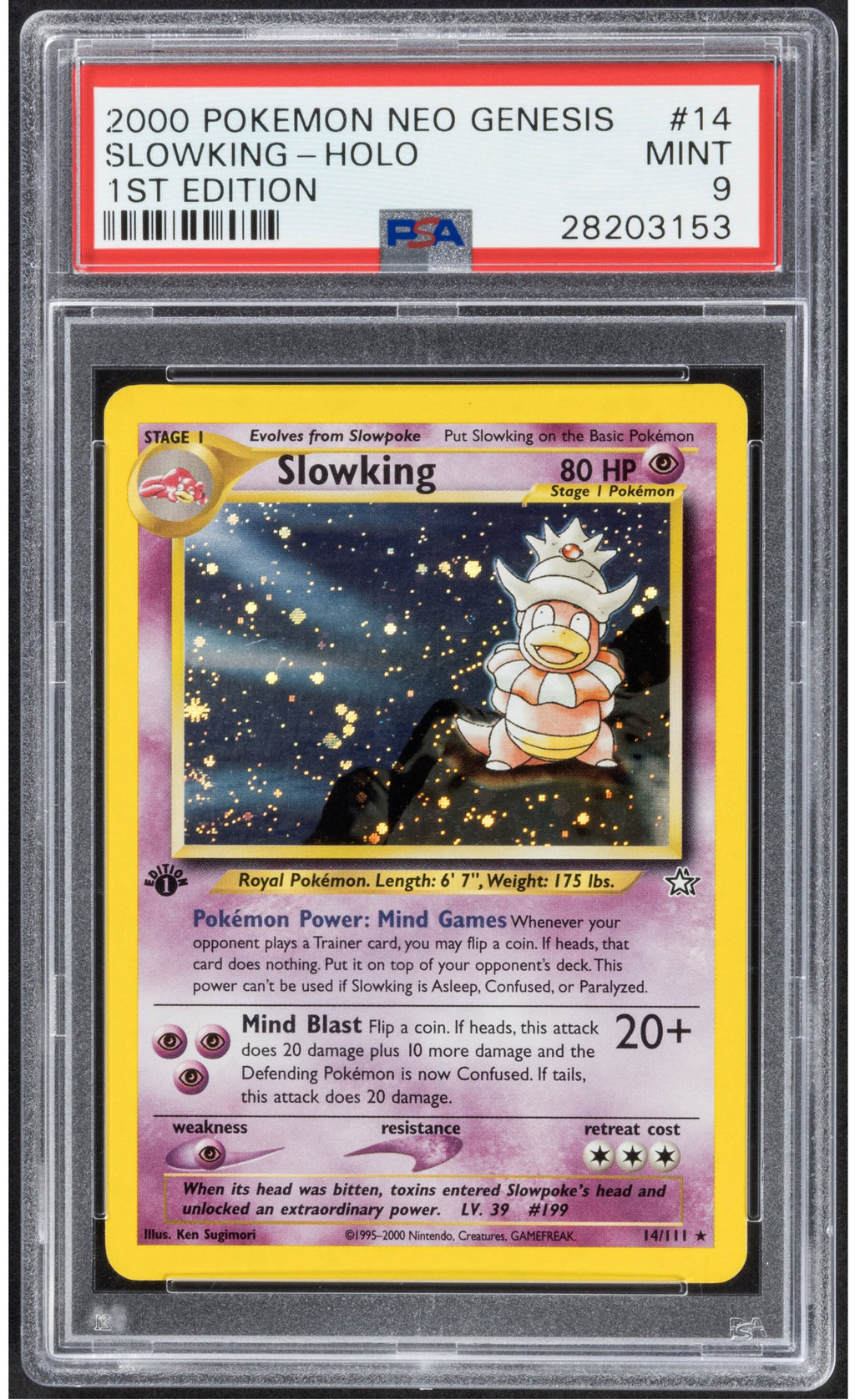 2000 Pokemon Neo Genesis Slowking 14 Holo 1st Edition PSA 9