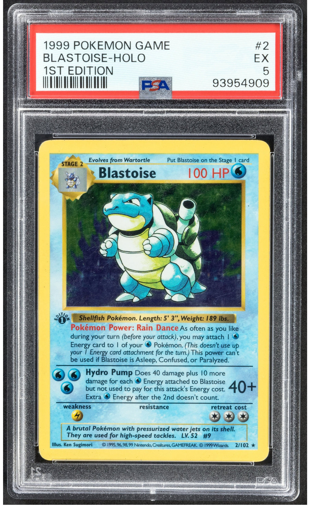 1999 Pokemon Game Blastoise 2 Holo 1st Edition PSA 5