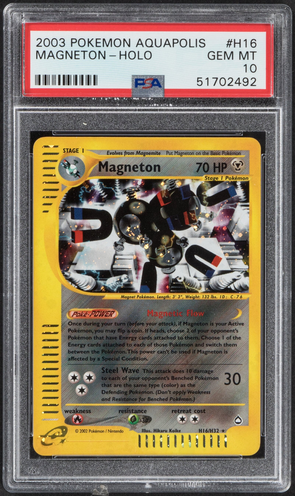 2003 Pokemon Magneton Holo Aquapolis H16 PSA 10 SWIRL