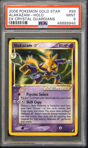 2006 POKEMON EX CRYSTAL GUARDIANS  #99 ALAKAZAM-HOLO GOLD STAR PSA MINT 9