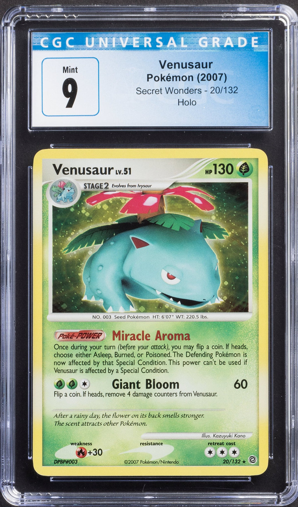 2007 Pokemon Secret Wonders Venusaur Holo 20/132 CGC 9