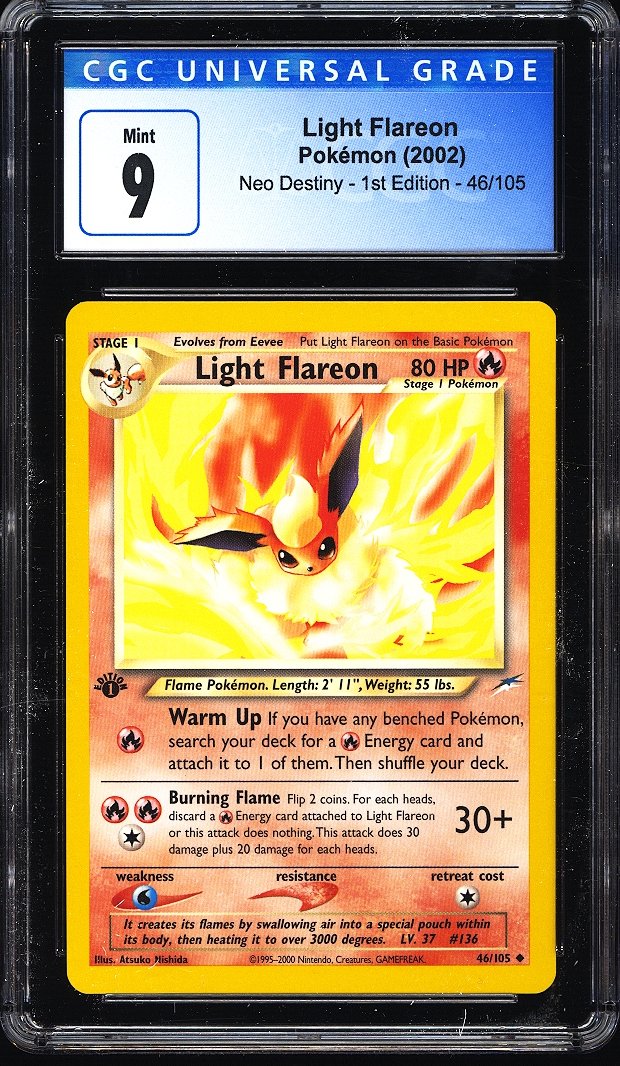 2002 Light Flareon Pokemon Neo Destiny 1st Edition 46/105 CGC 9