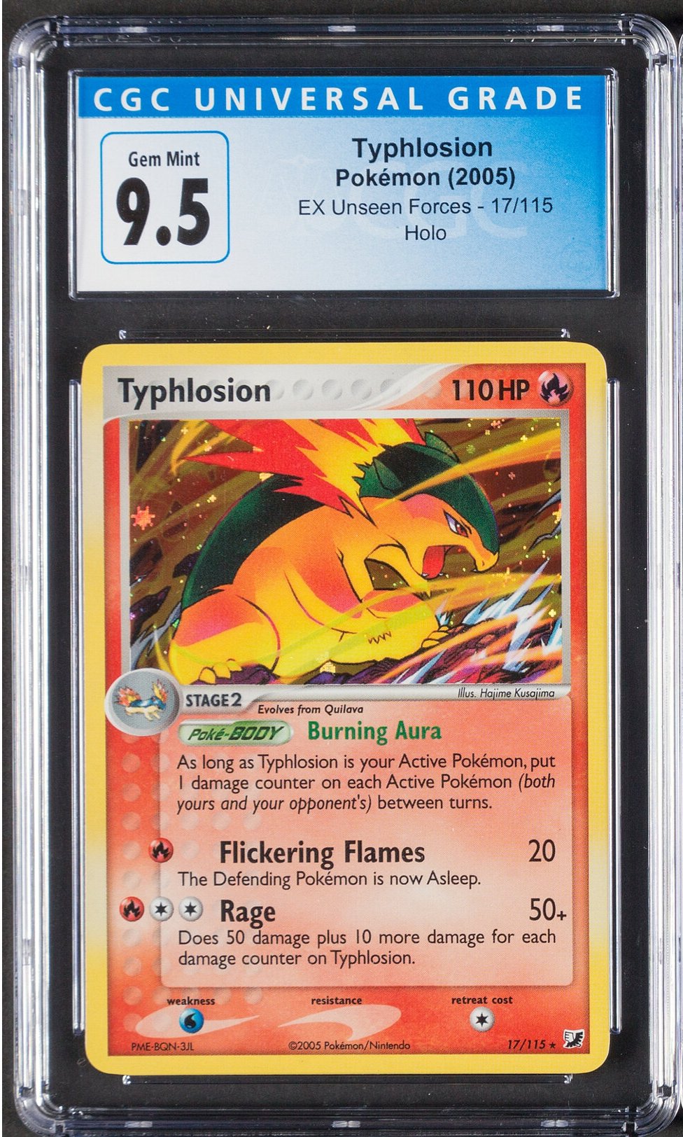 2005 Typhlosion Pokemon EX Unseen Forces Holo 17/115 CGC 9.5