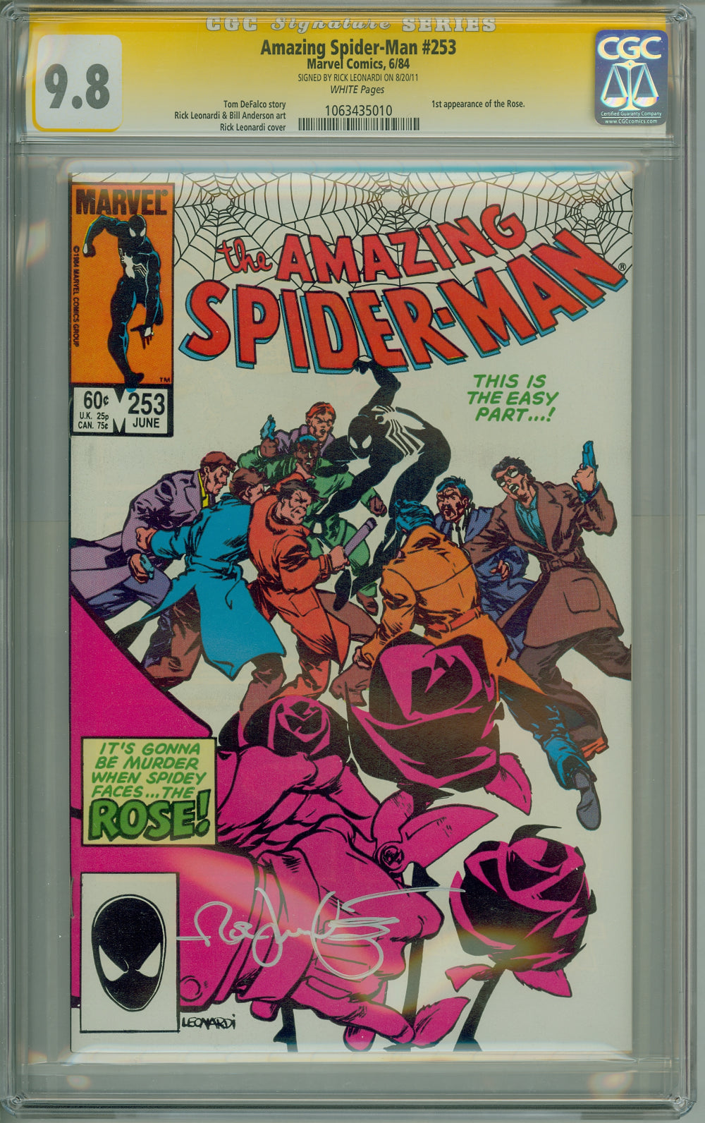 Amazing Spider-Man 253 CGC 9.8 Signed by Rick Leonardi