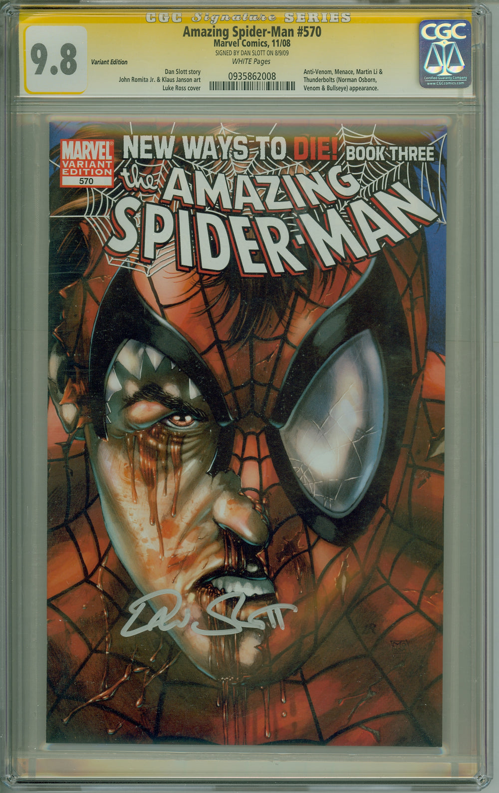 Amazing Spider-Man 570 CGC 9.8 VARIANT EDITION SS DAN SLOTT