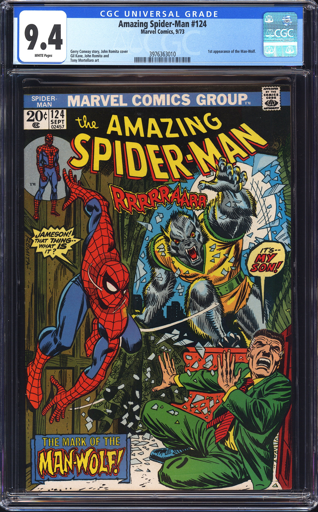 Amazing Spider-Man 124 CGC 9.4 White Pages