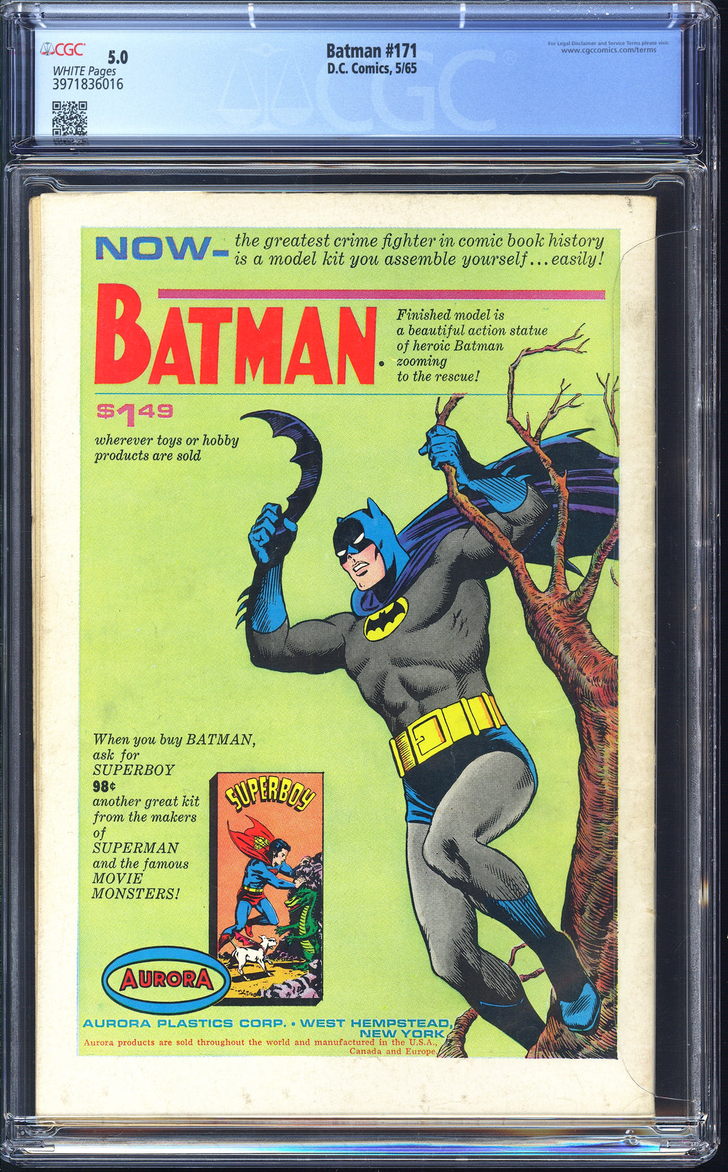 Batman 171 CGC 5.0  White Pages