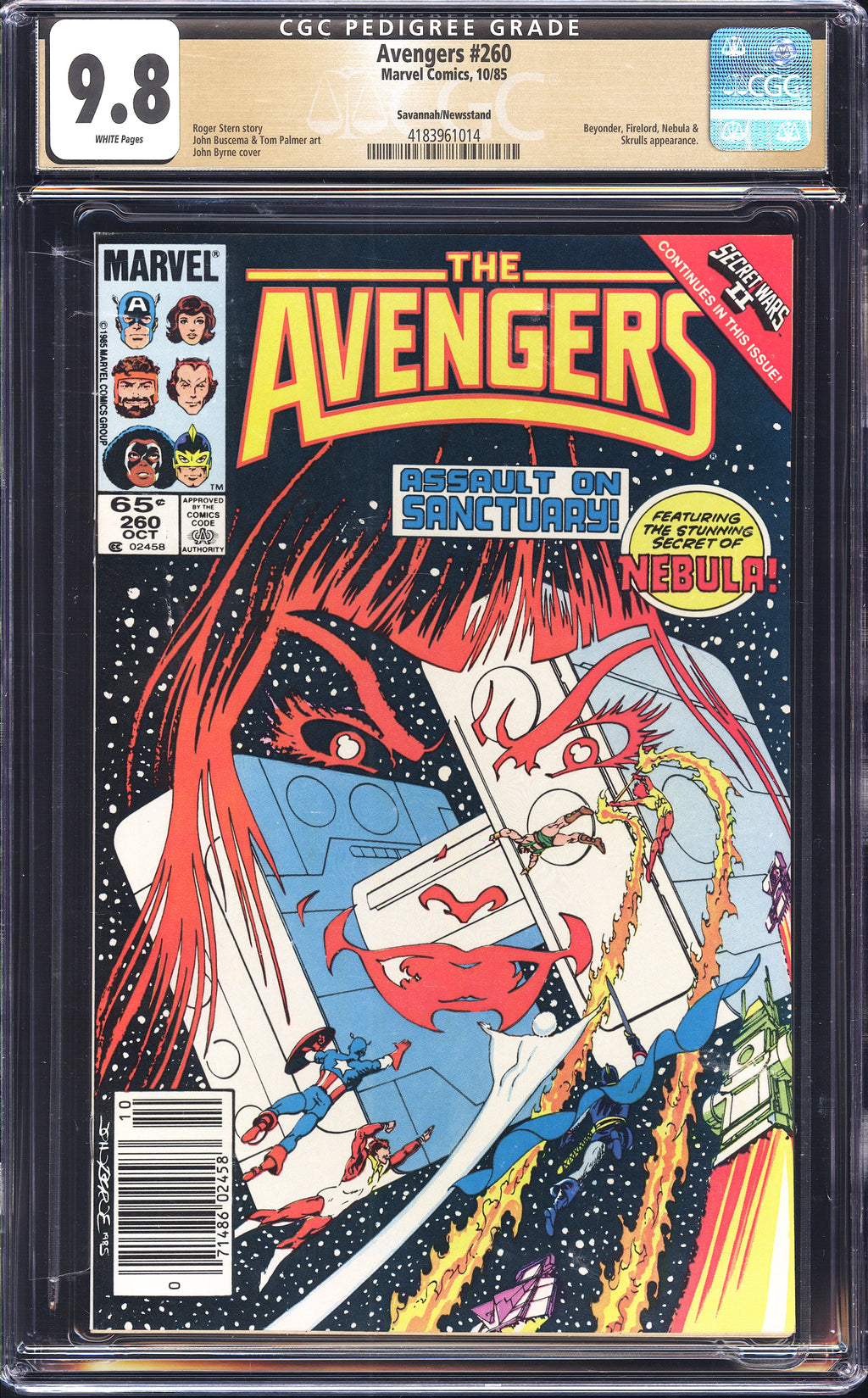 Avengers 260 CGC 9.8 SAVANNAH PEDIGREE NEWSSTAND