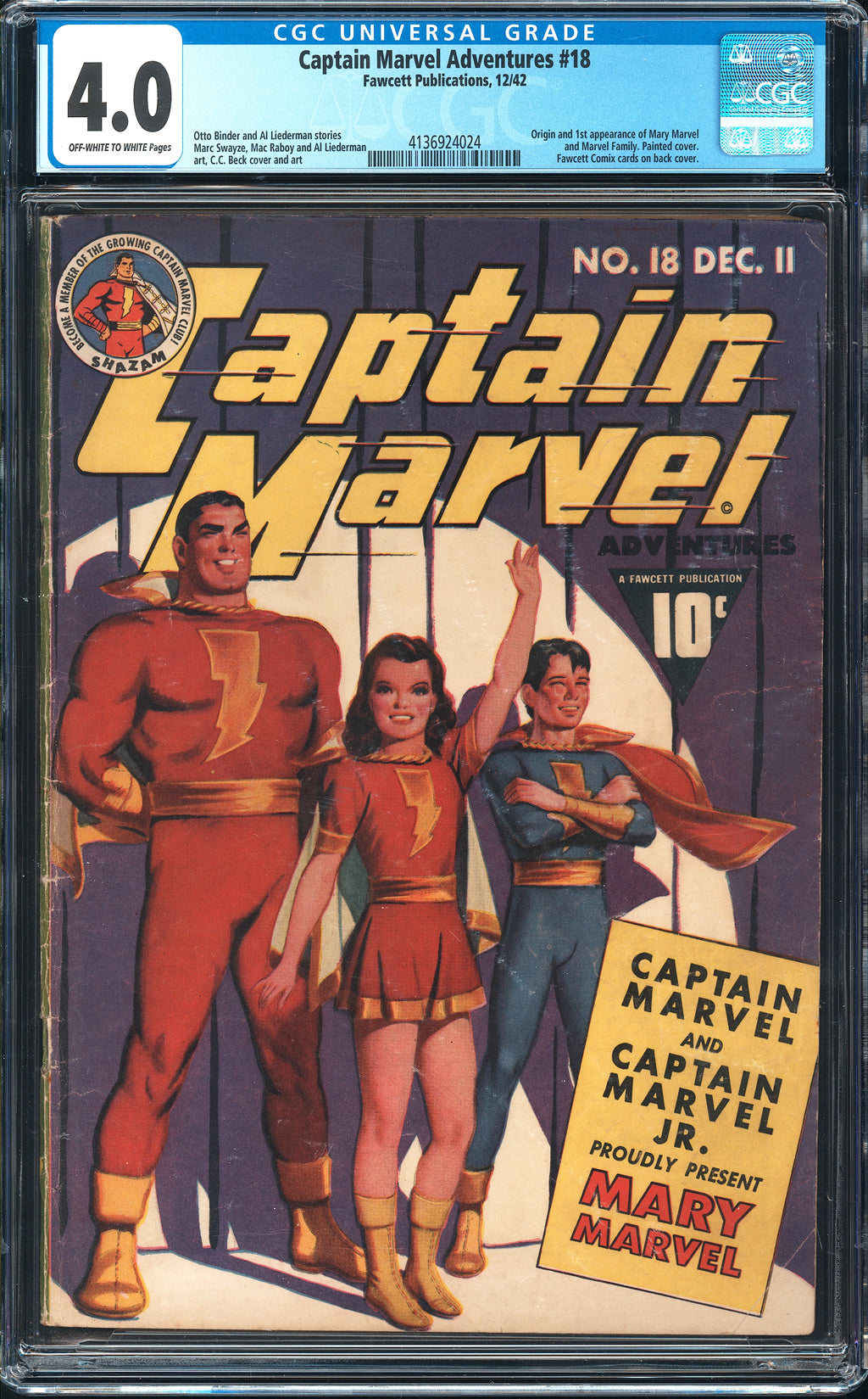 Captain Marvel Adventures 18 CGC 4.0