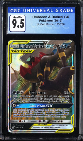 2019 Umbreon & Darkrai GX Pokemon Unified Minds 125/236 CGC 9.5