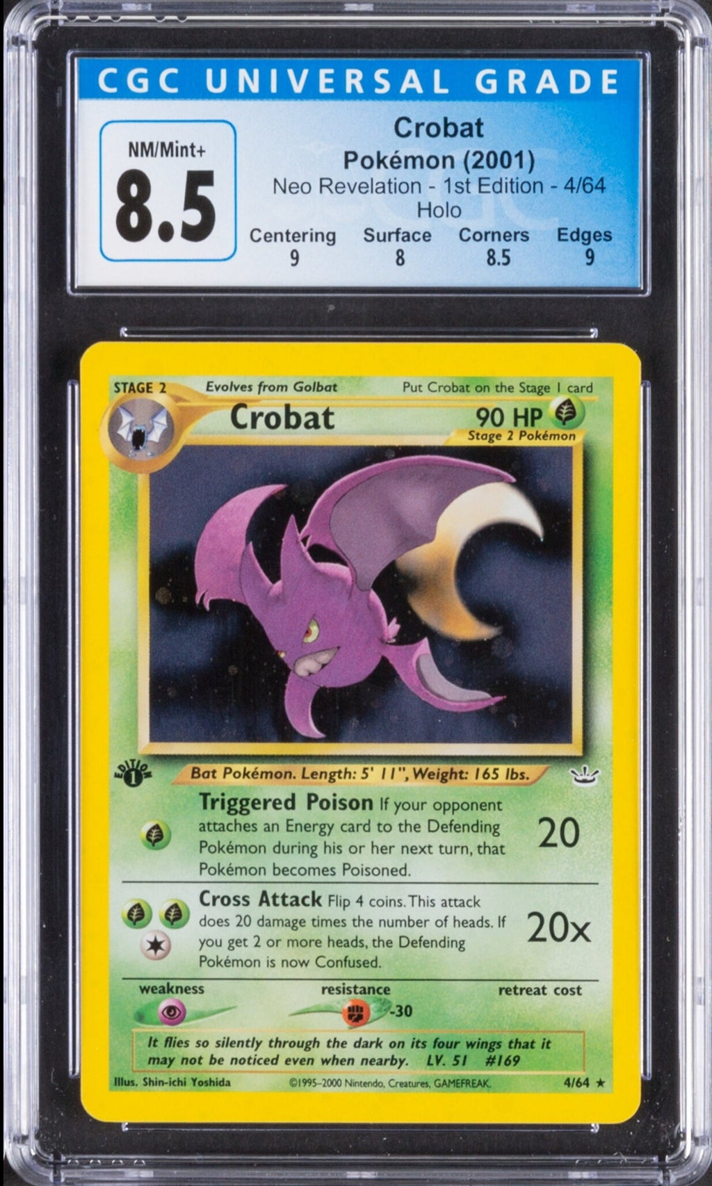 2000 Crobat Pokemon Neo Revelation 4/64 1st Edition Holo CGC 8.5