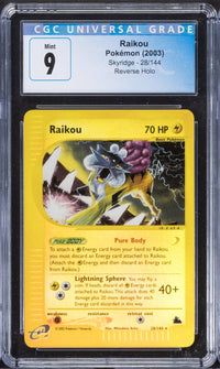 2003 Raikou Pokemon Skyridge 28/144 Reverse Holo CGC 9