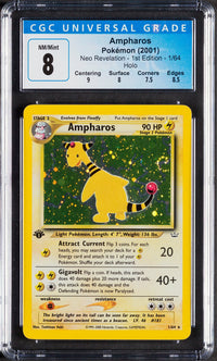 2001 Pokemon Neo Revelation Ampharos Holo 1st Edition 1/64 CGC 8