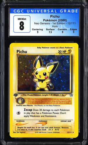 2000 Pokemon Pichu 12/111 Neo Genesis - 1st Edition Holo CGC 8
