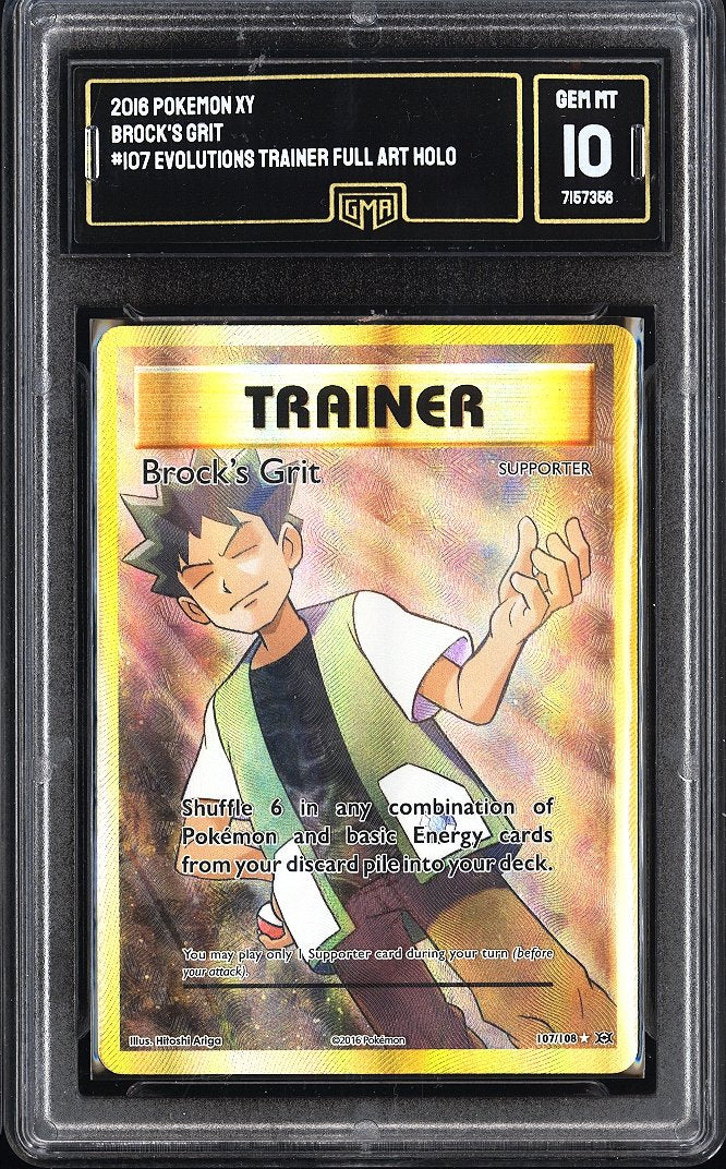 2018 Pokemon XY Brock's Grit Evolutions Trainer Full Art Holo 107 GMA 10