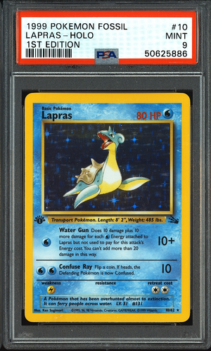1999 Pokemon Fossil Lapras Holo #10 Edition PSA 9 1st