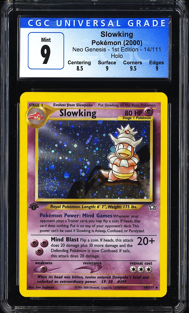 2000 Pokemon Slowking 14/111 Neo Genesis - 1st Edition Holo CGC 9 SWIRL