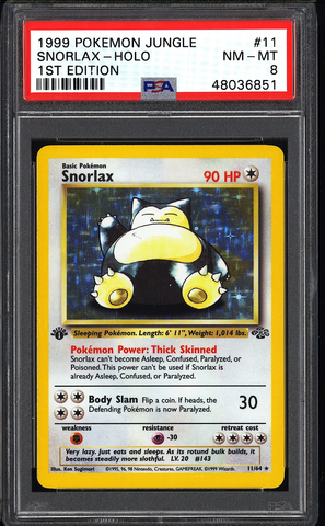 1999 Pokemon Jungle Snorlax Holo #11 PSA 8 (1st Edition)