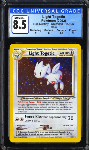 2002 Light Togetic Pokemon Neo Destiny Unlimited 15/105 Holo CGC 8.5