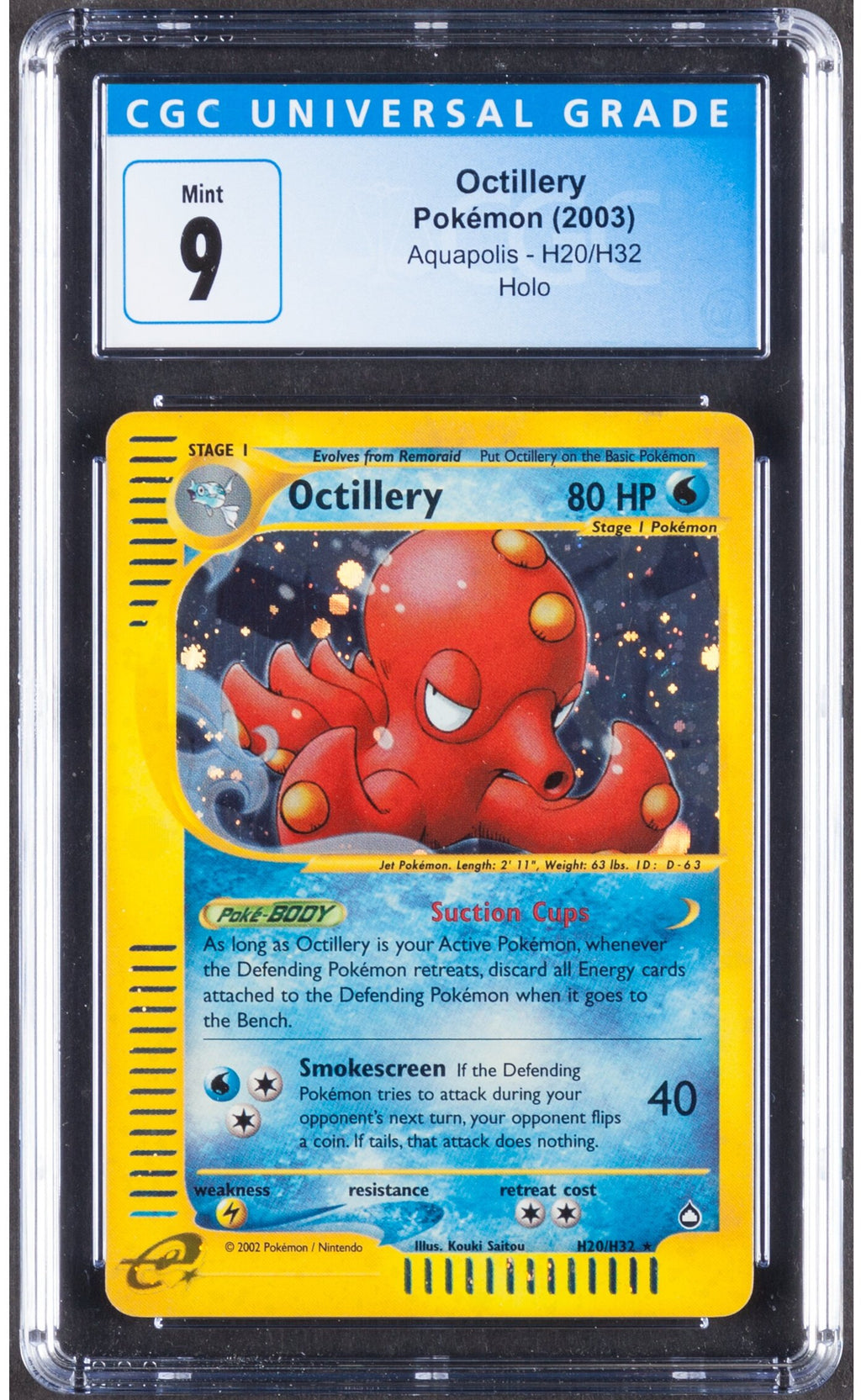 2003 Octillery Pokemon Aquapolis H20/H32 Holo CGC 9