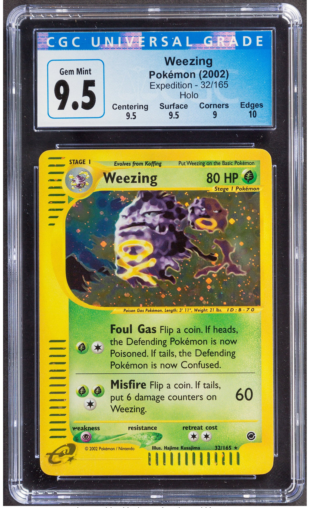 2002 Pokemon Expedition Weezing Holo 32/165 CGC 9.5