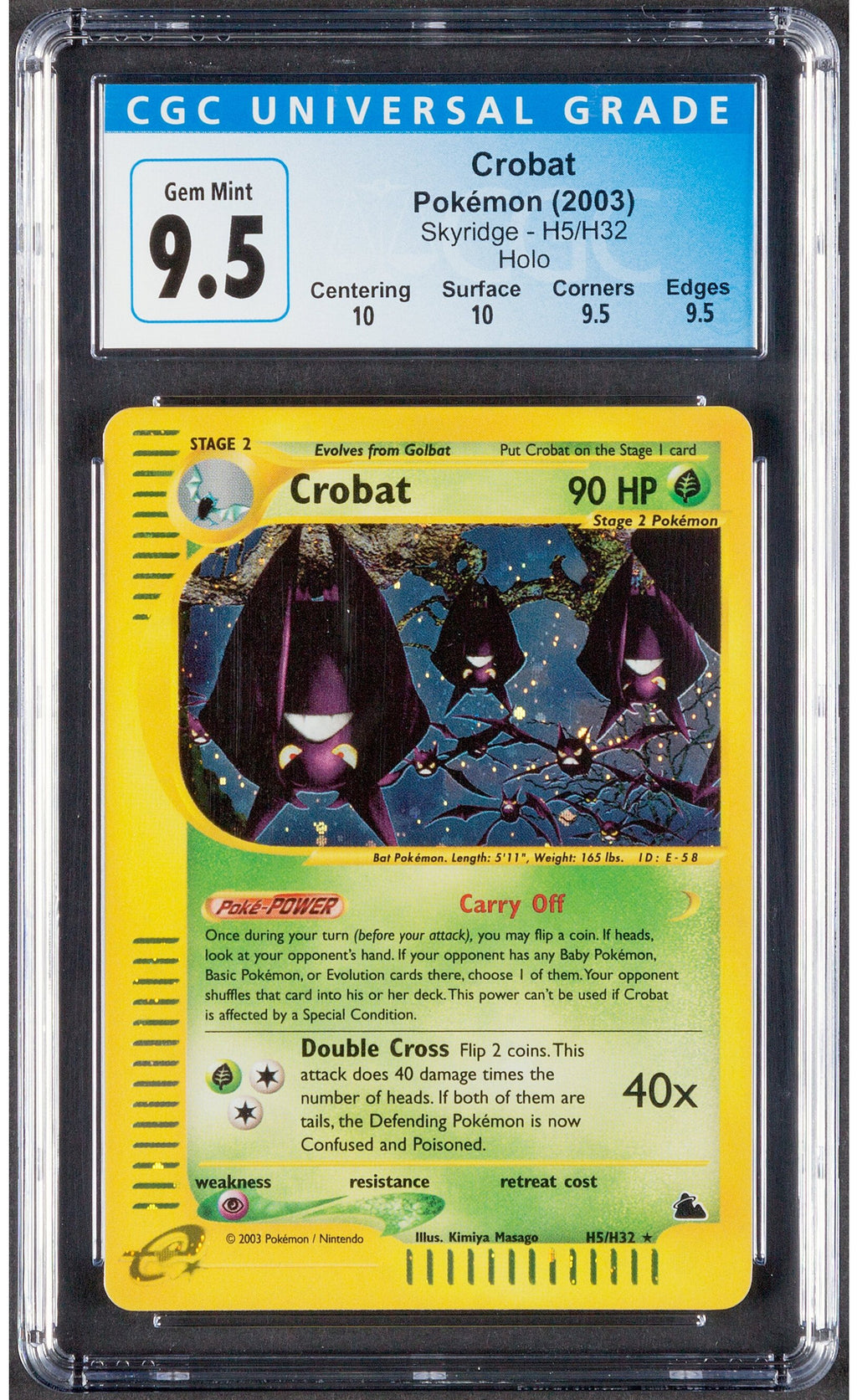 2003 Crobat Pokemon Skyridge H5/H32 Holo CGC 9.5