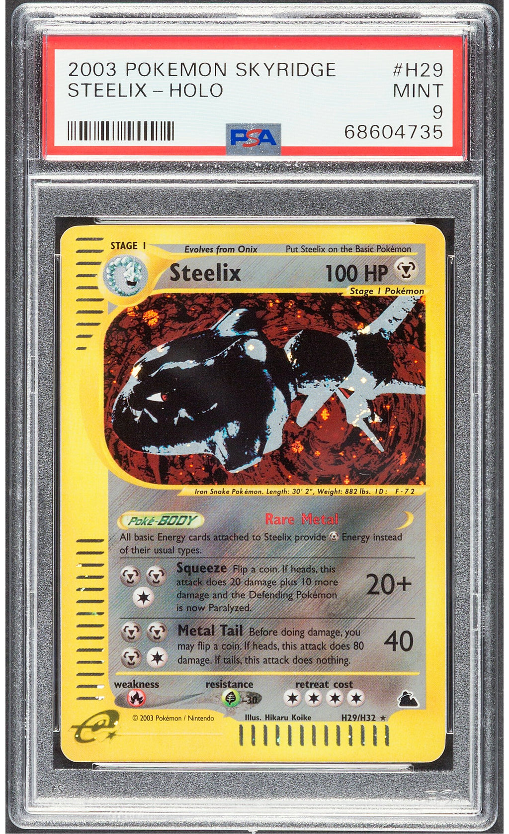 2003 Pokemon Steelix Skyridge H29 PSA 9