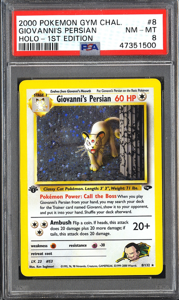 2000 Pokemon Gym Challenge Giovanni's Persian Holo #8 PSA 8