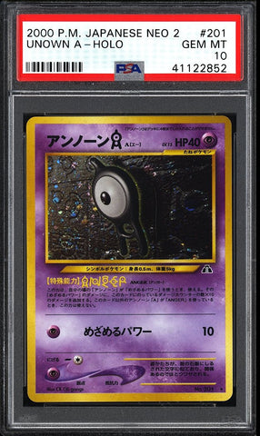 2000 P.M. Japanese Neo 2 Unown A Holo #201 PSA 10