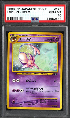 2000 P.M. Japanese Neo 2 Espeon Holo #196 PSA 10