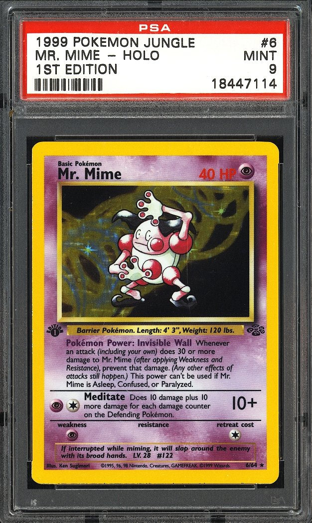 1999 Pokemon Jungle Mr. Mime Holo #6 PSA 9 (1st Edition)